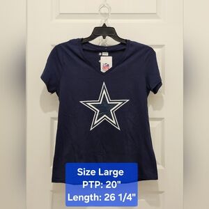 NFL Team Apparel V-Neck Dallas Cowboy Logo T-Shirt, NWT, Size Large